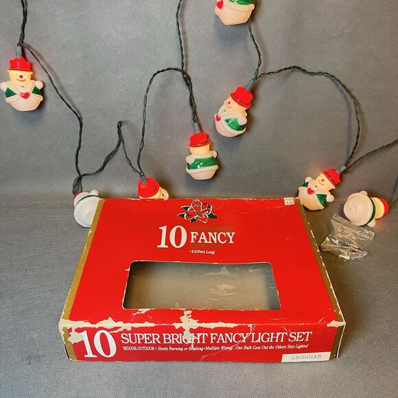 Vintage Kurt Adler Blow mold Snowmen String lights Christmas 1996-Tested Works - Picture 5 of 8